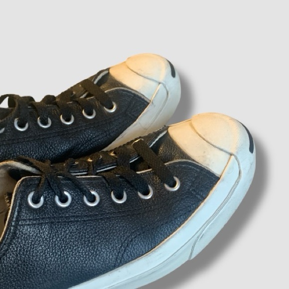 Converse Jack Purcell Black Pebbled Leather Low Top Sneakers Sz 7.5 - Picture 5 of 8